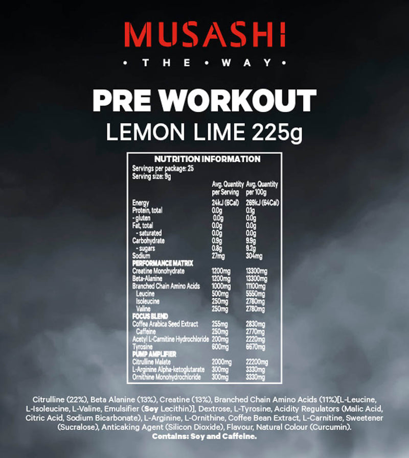 Load image into Gallery viewer, MUSASHI Pre-Workout - 225g / 25 Serves