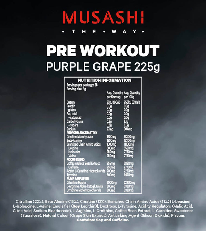 Load image into Gallery viewer, MUSASHI Pre-Workout - 225g / 25 Serves