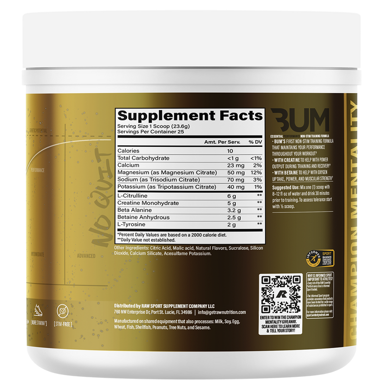 Load image into Gallery viewer, RAW Nutrition CBUM Essential Performance Stim-Free Pre-Workout | 25 Serves