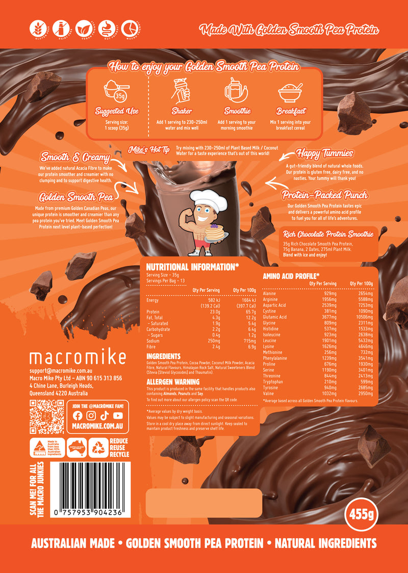 Load image into Gallery viewer, Macro Mike Golden Smooth Pea Protein - Nut Free Plant Protein | 23g Per Serve