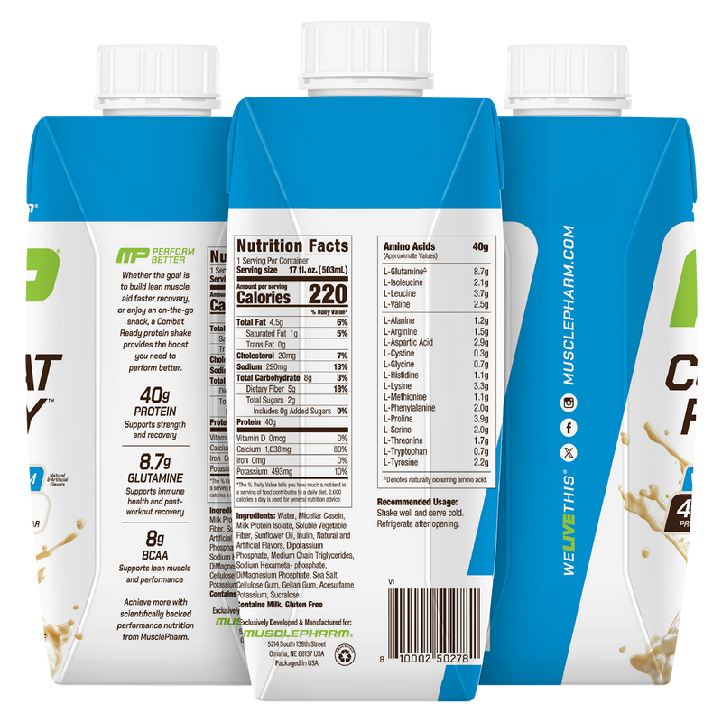 Load image into Gallery viewer, MusclePharm Combat Ready RTD Protein Shake | 12 x 500ml