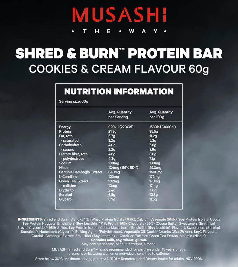 Load image into Gallery viewer, MUSASHI Shred & Burn Protein Bar 60g - Box of 12