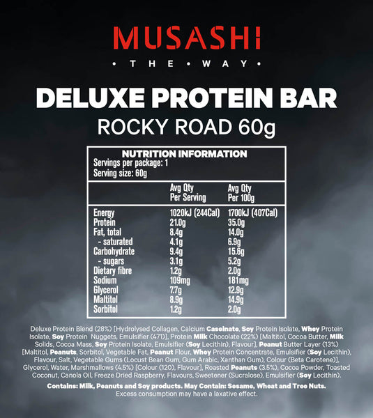 MUSASHI Deluxe Protein Bar 60g - Box of 12