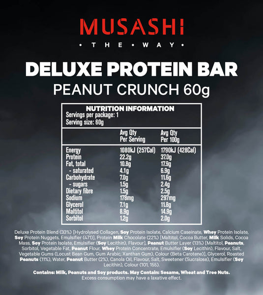 MUSASHI Deluxe Protein Bar 60g - Box of 12