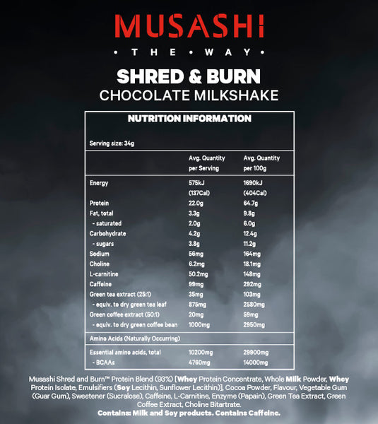 MUSASHI Shred & Burn Protein Powder - 2kg