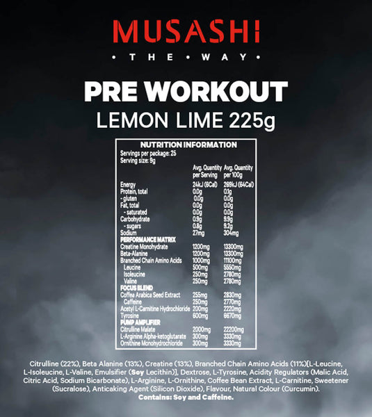 MUSASHI Pre-Workout - 225g / 25 Serves