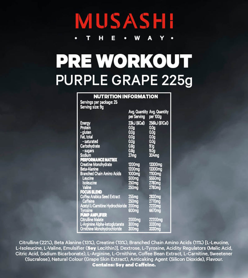 Load image into Gallery viewer, MUSASHI Pre-Workout - 225g / 25 Serves
