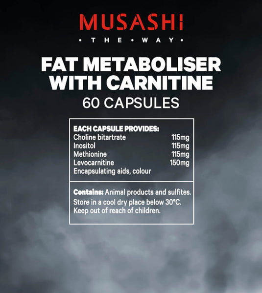 MUSASHI Fat Metaboliser with Carnitine - 60 Capsules