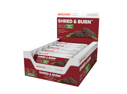 MUSASHI Shred & Burn Protein Bar 60g - Box of 12