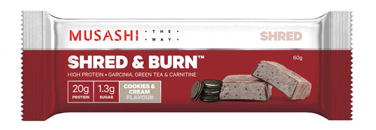 MUSASHI Shred & Burn Protein Bar 60g - Box of 12