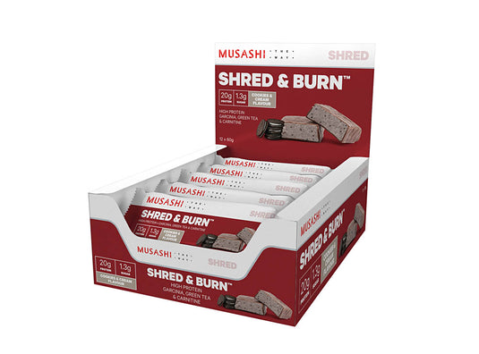 MUSASHI Shred & Burn Protein Bar 60g - Box of 12