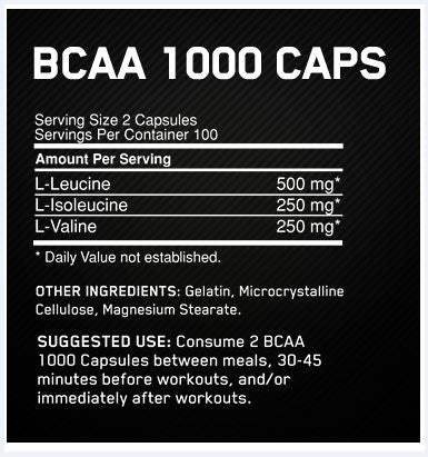 OPTIMUM NUTRITION BCAA 1000 - 200 Capsules