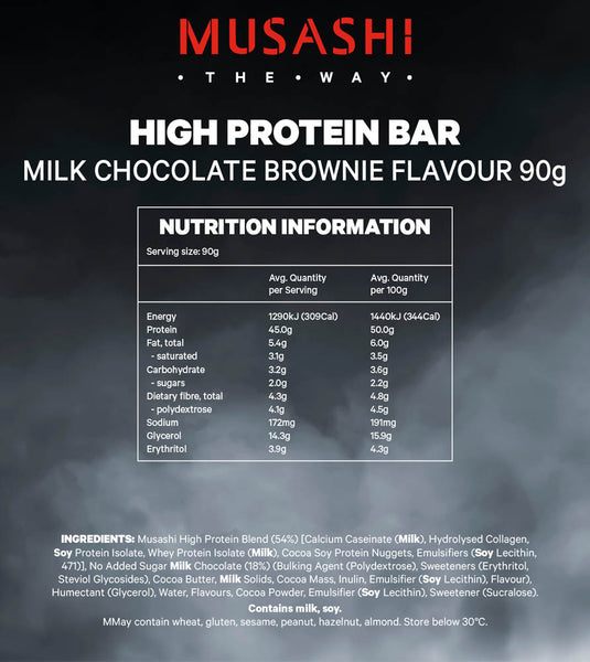 MUSASHI High Protein Bar 90g - Box of 12