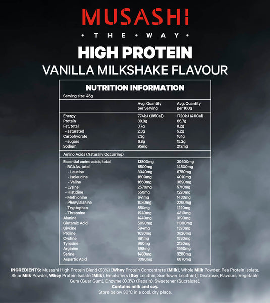 MUSASHI High Protein Powder - 375g