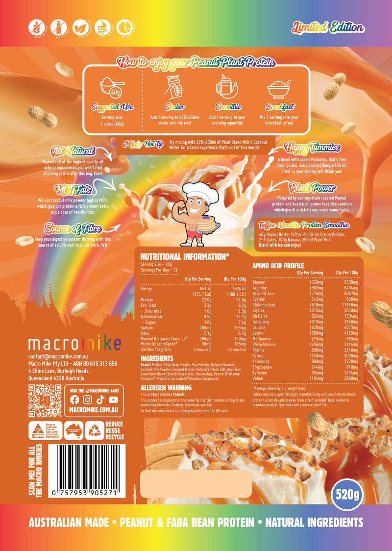 Load image into Gallery viewer, Macro Mike Luxe Peanut Plant Protein - Roasted Peanut &amp; Faba Bean | 22g Protein | 520g
