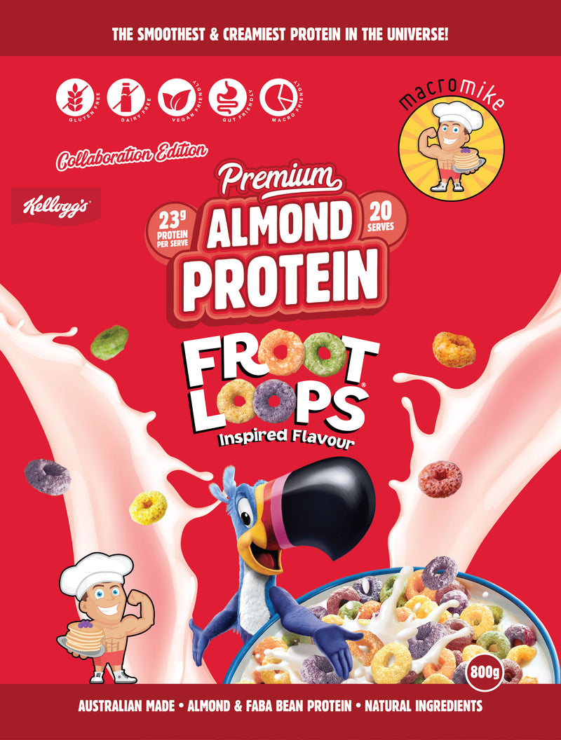 Load image into Gallery viewer, Macro Mike x Kellogg's Premium Almond Plant Protein - Coco Pops, Nutri-Grain &amp; Froot Loops
