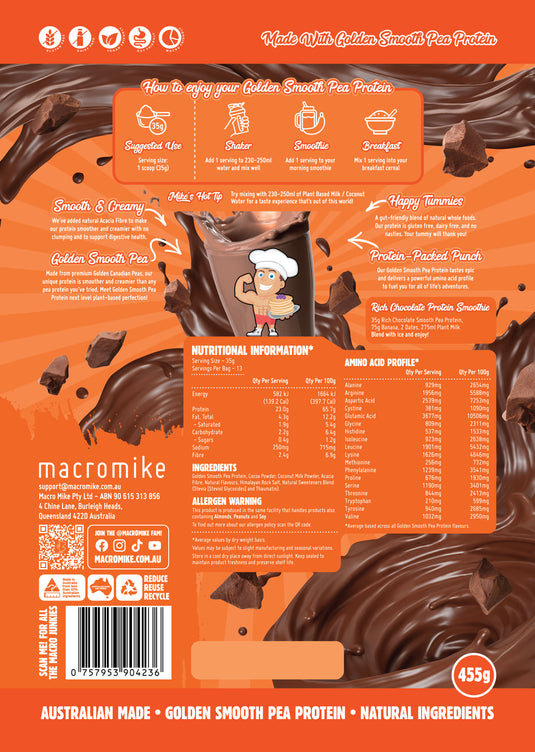 Macro Mike Golden Smooth Pea Protein - Nut Free Plant Protein | 23g Per Serve