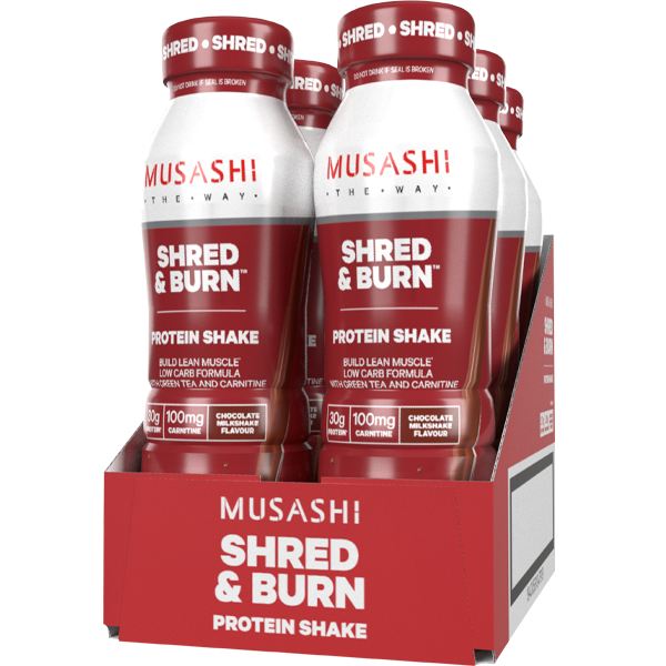 Load image into Gallery viewer, MUSASHI Shred &amp; Burn Shake 375ml - Box of 6
