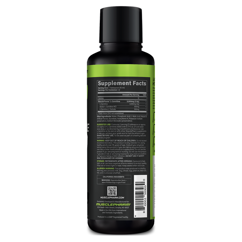 Load image into Gallery viewer, Back label of a supplement bottle with 'MusclePharm' branding on a white background
