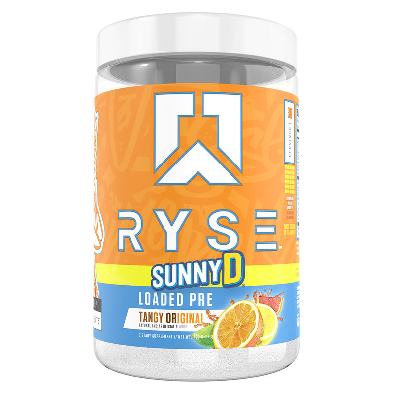 Load image into Gallery viewer, Ryse SunnyD Loaded Pre supplement container on a white background
