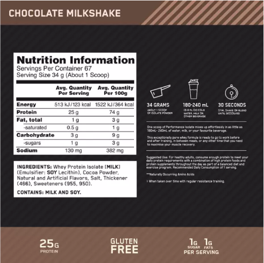 OPTIMUM NUTRITION Performance Isolate Protein - 2.28kg