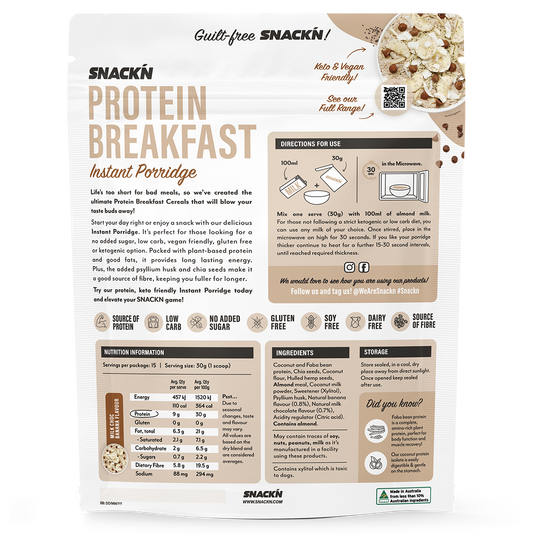 Protein Breakfast - Instant Porridge by Snack'n | 15 Serves