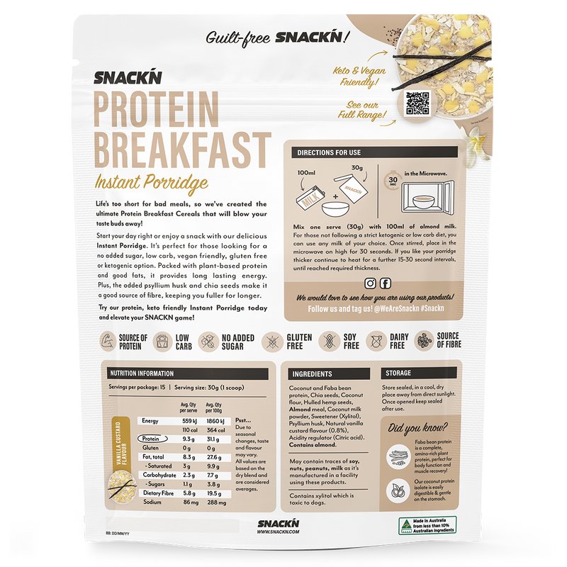 Load image into Gallery viewer, Protein Breakfast - Instant Porridge by Snack&#39;n | 15 Serves
